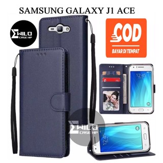 SAMSUNG Hp 保護套翻蓋錢包三星 Galaxy J1 ACE 高級皮革翻蓋錢包保護套/手機錢包保護套
