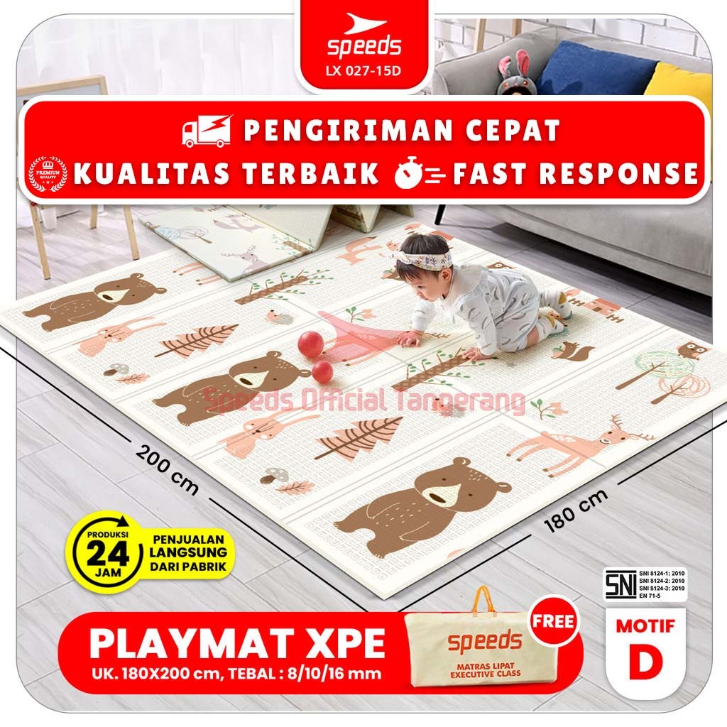 Speeds SNI Playmate 嬰兒地毯折疊遊戲墊嬰兒泡沫 XPE 8-12mm 180x200cm 折疊泡沫遊