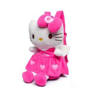 Hello Kitty 毛皮娃娃背包女式背包女孩毛皮背包 Hello Kitty 絨球刺繡
