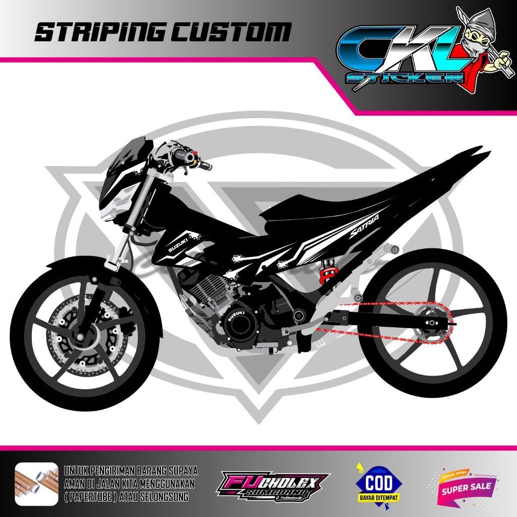 條紋變化 SUZUKI SATRIA FU S 型簡單貼紙 CUSTOM RACING SATRIA F150