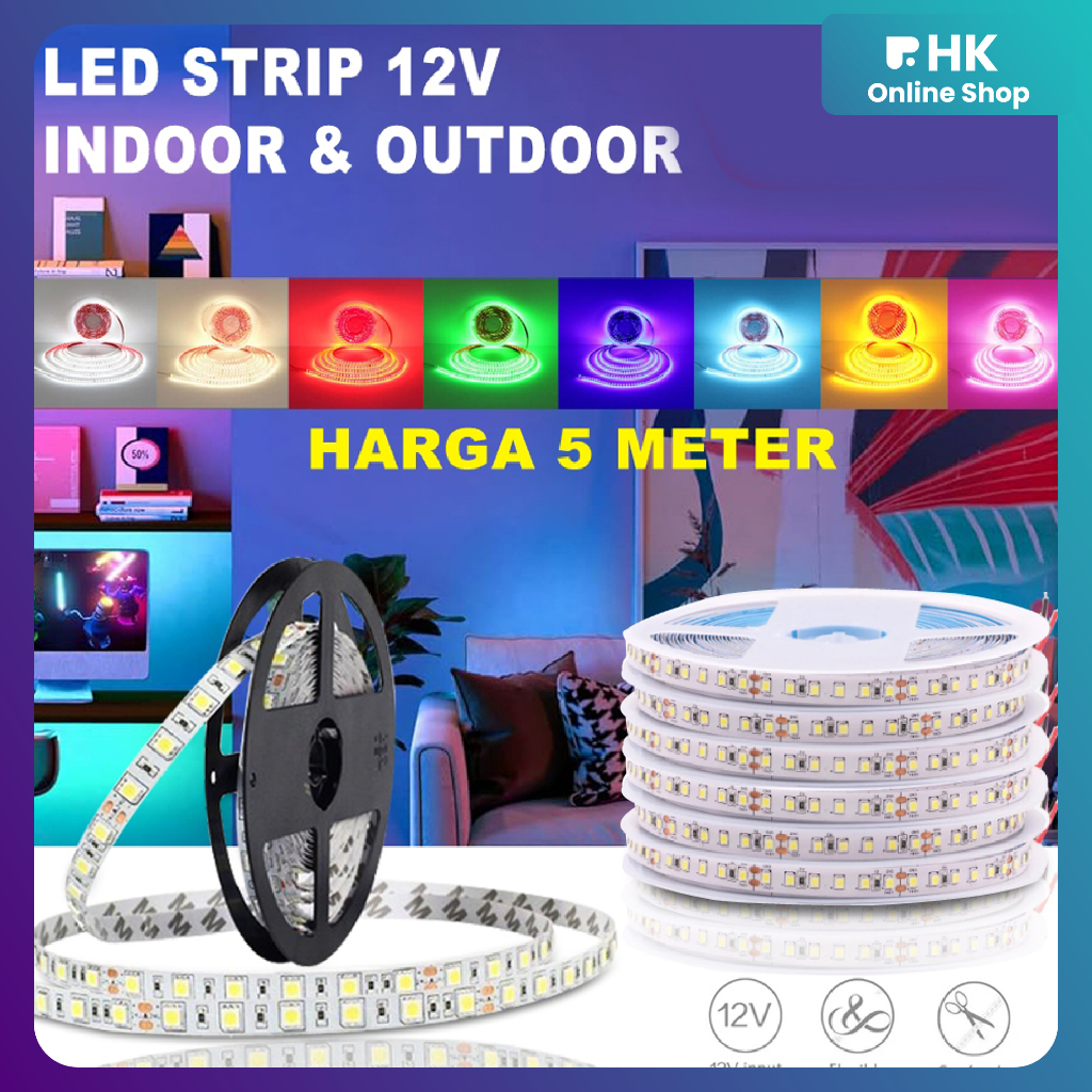 Hk-led 軟燈條 12V 2835 SMD 室內室外 60leds 5 米長