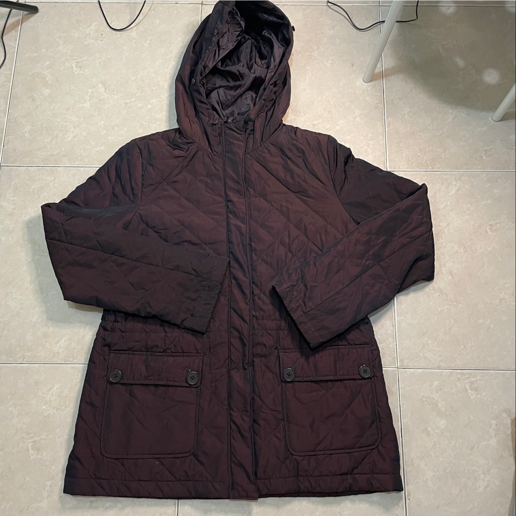 優衣庫 Merah Uniqlo 紅色栗色派克大衣夾克尺寸 XL 漂亮保暖