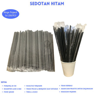 HITAM 尖頭黑色吸管塑膠包裝衛生無菌吸管