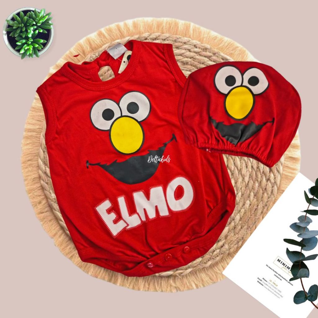 Katun Elmo Character 嬰兒套頭衫套裝棉質 0-4 個月嬰兒衣服套頭衫套裝
