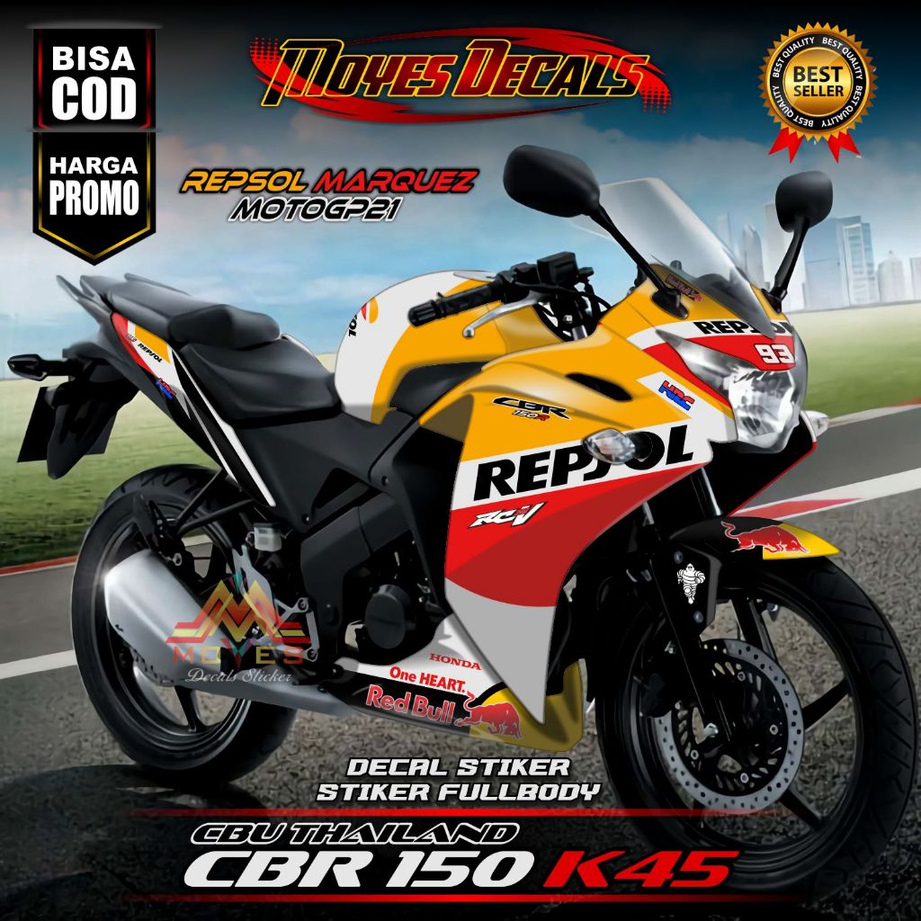 HONDA 貼花貼紙變化全身本田 CBR 150k45 泰國設計 Motiv Repsol