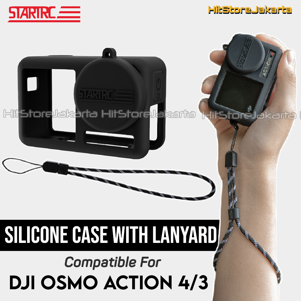 Startrc DJI Osmo Action 4 DJI Action 3 矽膠套矽膠套矽膠套矽膠蓋鏡頭蓋帶手帶掛繩