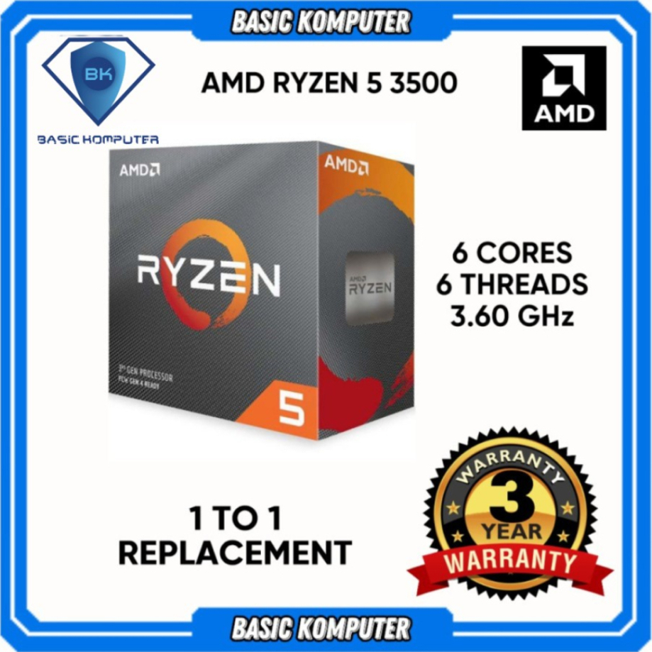 Amd RYZEN 5 3500 3.6 GHz CPU 盒插座 AM4 3 年保修