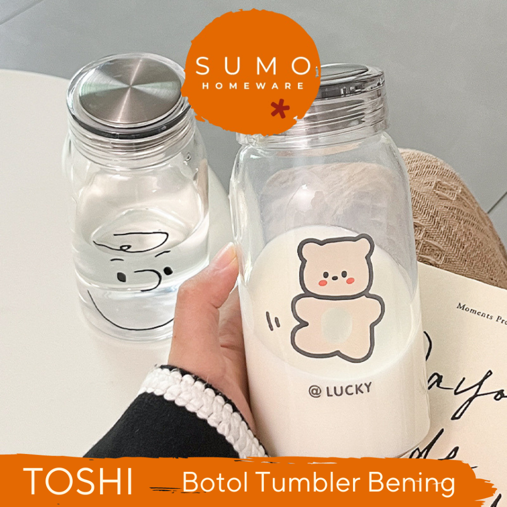 相撲toshi飲水瓶咖啡茶透明玻璃瓶極簡飲料瓶厚水可愛玻璃瓶咖啡茶美學不倒翁玻璃布丁美學