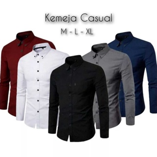 Kemeja Shopping idv2V6h 男士襯衫素色襯衫男士長袖純色長襯衫 CASUAL PREMIUM