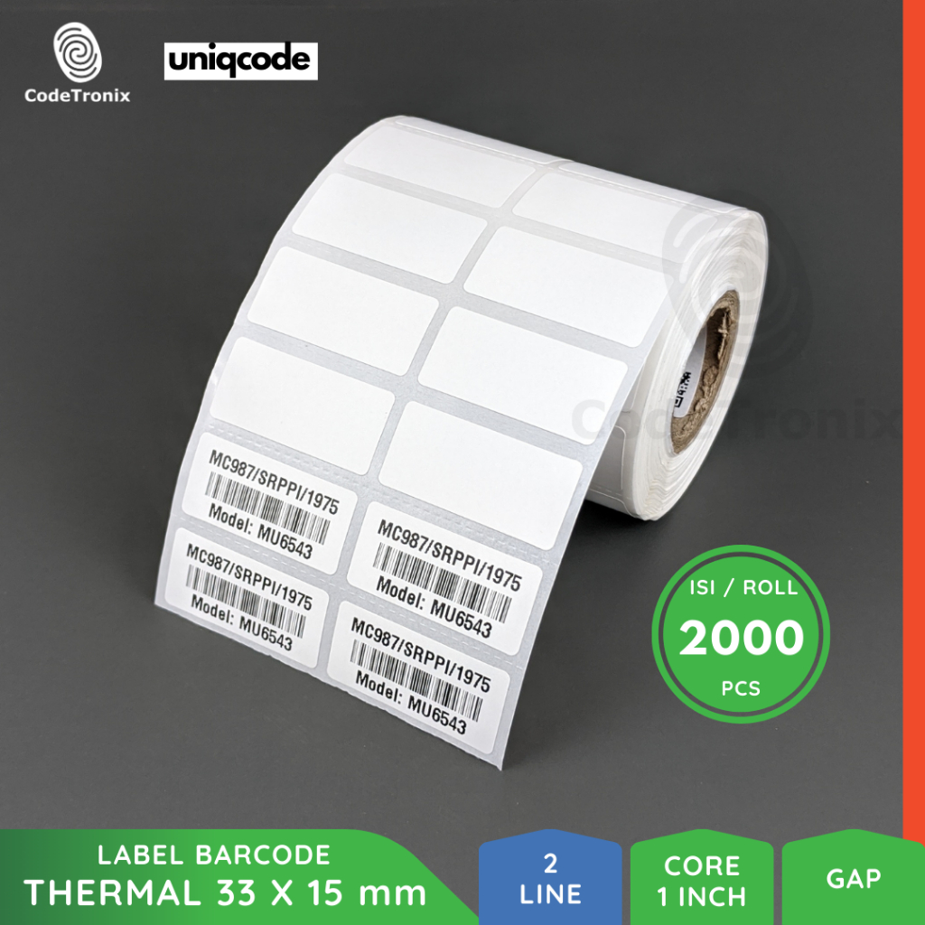 Uniqcode 熱敏貼紙標籤 33x15mm 2Line 2000pcs