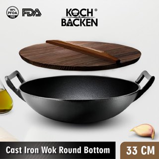 Koch&backen 鑄鐵炒鍋圓底 33cm 鑄鐵煎鍋