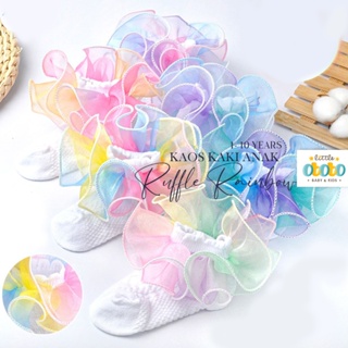 0-10t兒童襪ruffle RAINBOW時尚童裝寶寶頭巾襪進口韓版