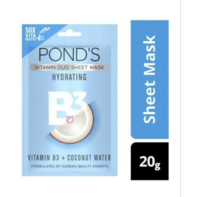 Pond's Vitamin Duo Sheet 面膜保濕維生素 B3 椰子水 20gr