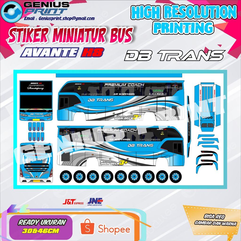 MUJI 微型玩具貼紙 Avante Bus H8 塗裝 DB Trans Kalebas Dago Holiday K