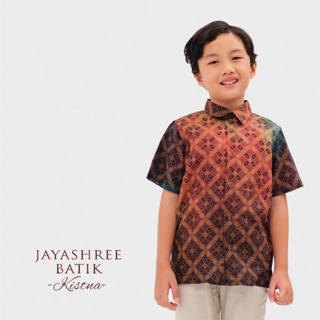 Kemeja Jayashree Batik Kids Kistna Olive 兒童短袖蠟染襯衫