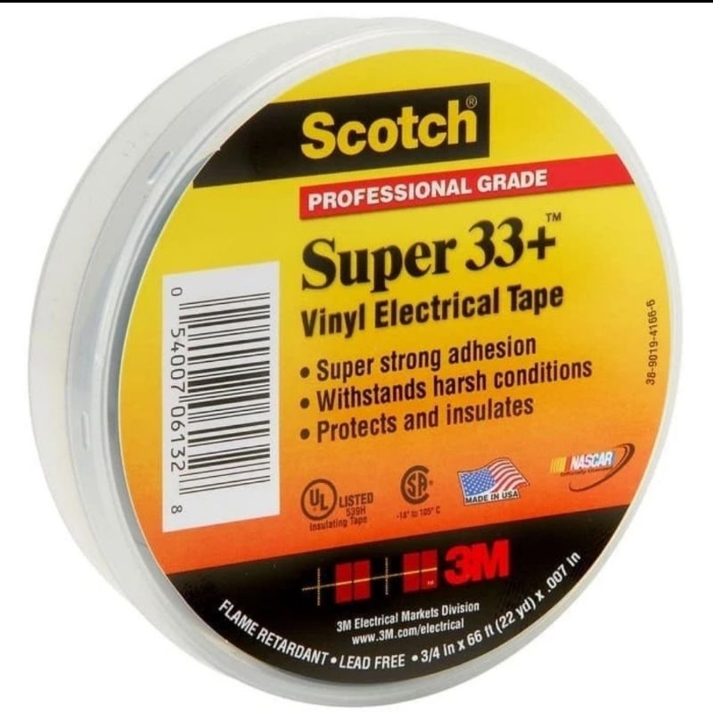 Hitam 絕緣 3M Scotch Super 33 專業級電氣絕緣乙烯基電工膠帶黑色黑色 Super 33 ORIG