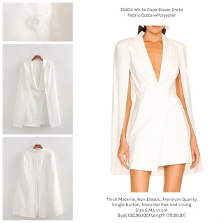 Putih 35904 女式白色西裝外套白色斗篷西裝外套連衣裙