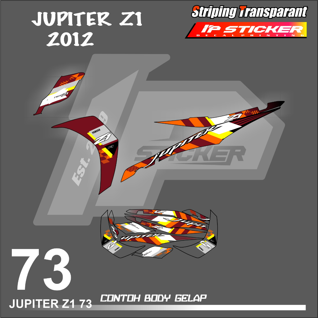 山葉 Jupiter Z1 貼紙列表簡單顏色變化的賽車設計全息圖和透明 Ip.Code 73