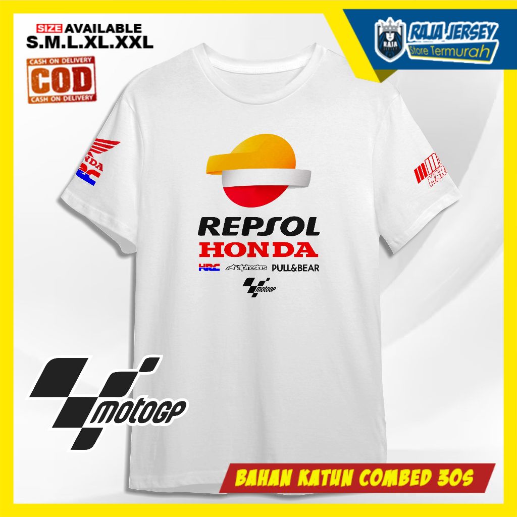 Katun T 恤 T 恤 MotoGP REPSOL HONDA Team Moto GP 棉精梳 30 年代