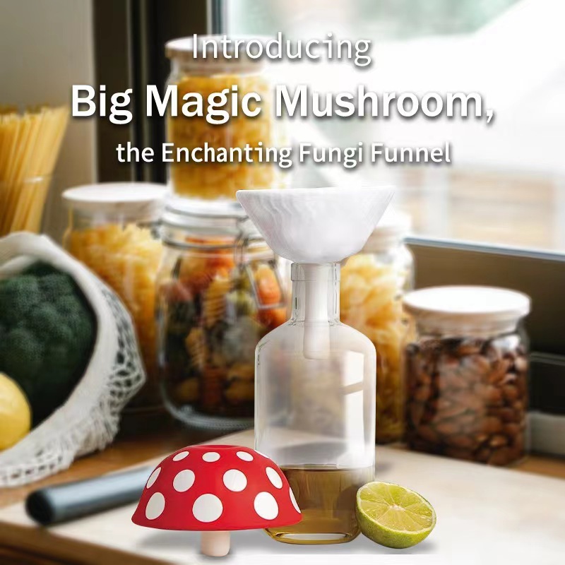 用於 Minoxidil 灌裝瓶的大魔術蘑菇漏斗不含 BPA 的矽膠食品漏斗用於油醬的鹽洗碗機安全的廚房漏斗用於瓶子
