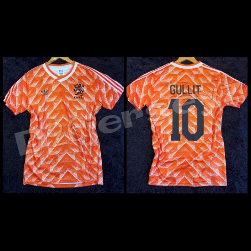球衣復古荷蘭主場 1988 年歐洲冠軍官方打印名稱集 GULLIT 10 定制