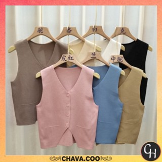 Chava BJ1579 女裝針織背心針織上衣V領背心韓版無袖上衣