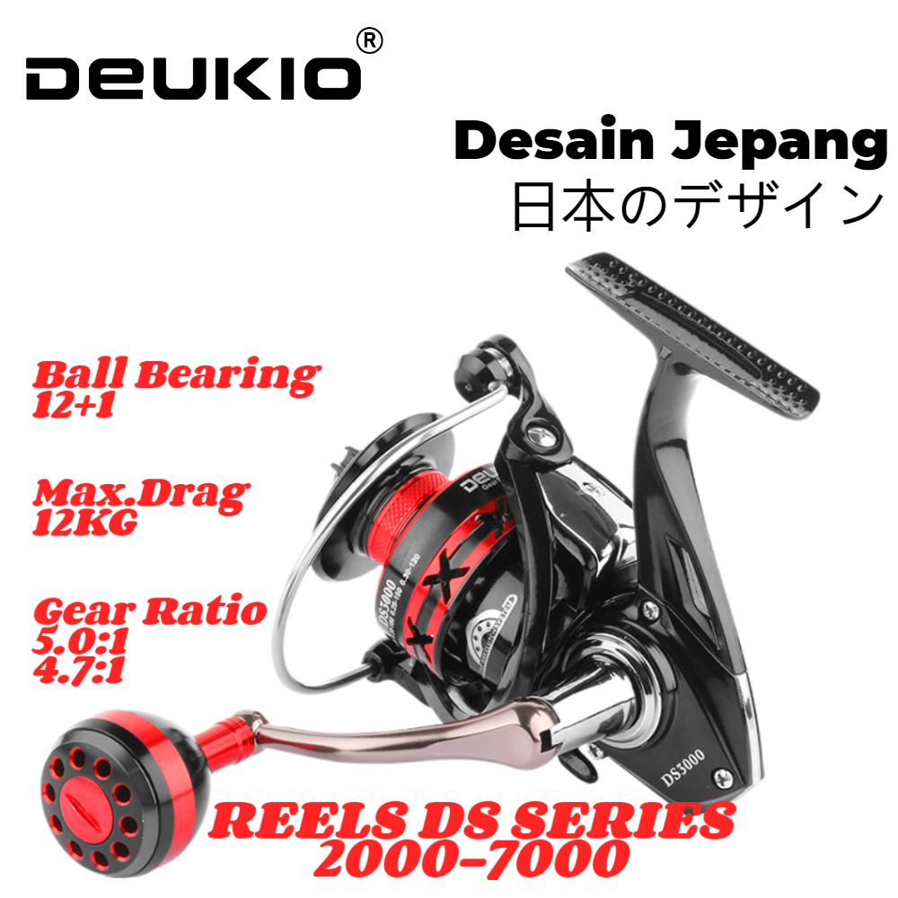 Deukio DS 金屬釣魚線輪旋轉釣魚線輪丸柄金屬杯轉輪齒輪比 5.0:1 4.7:1 13 1 滾珠軸承線輪遠距離拖