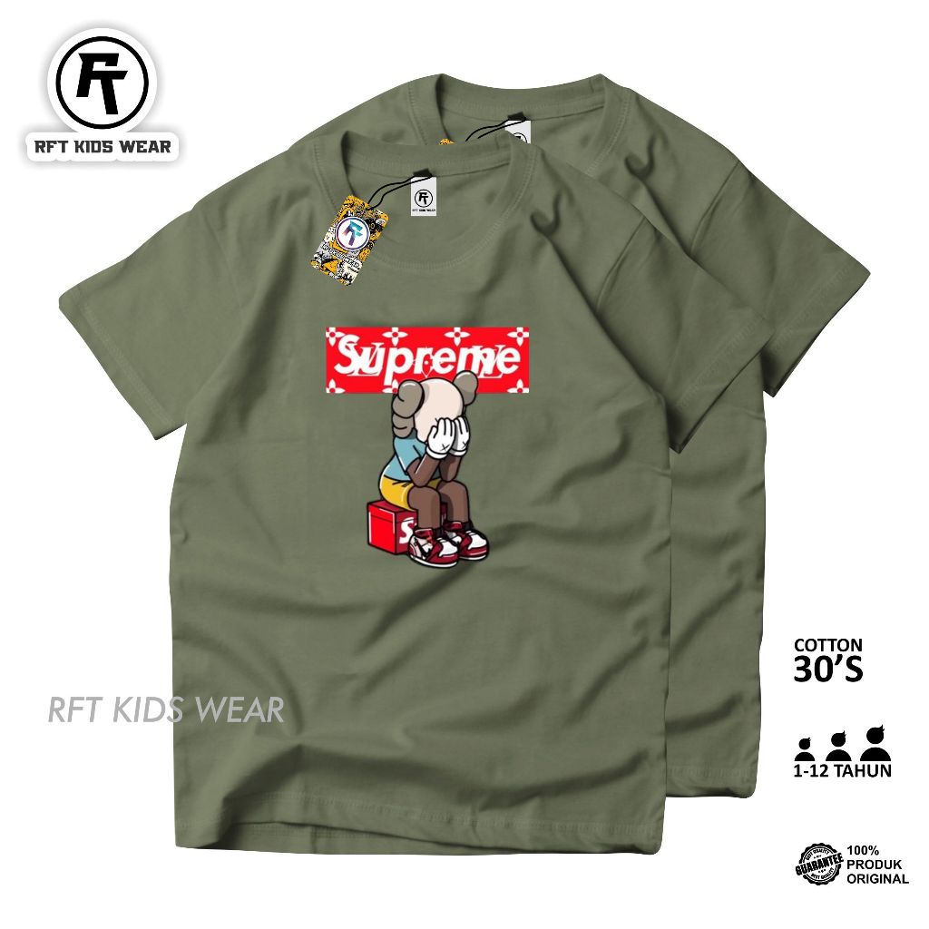 Rft KIDS WEAR 襯衫 Distro 男孩 Supreme T 恤男孩女孩棉質精梳 30 年代 1-12 歲