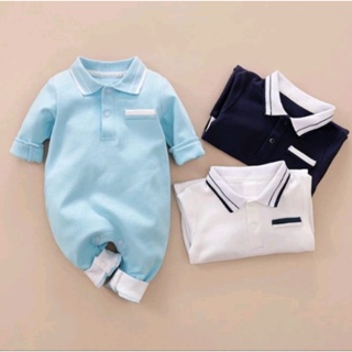 睡衣嬰兒長款時尚領連衣褲 100 棉/韓國嬰兒時尚