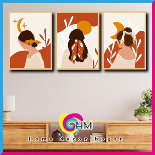 Kayu HIASAN DINDING Hm 1SET3 美學牆壁裝飾 30X40 防褪色 PLUS MDF 木框 AB