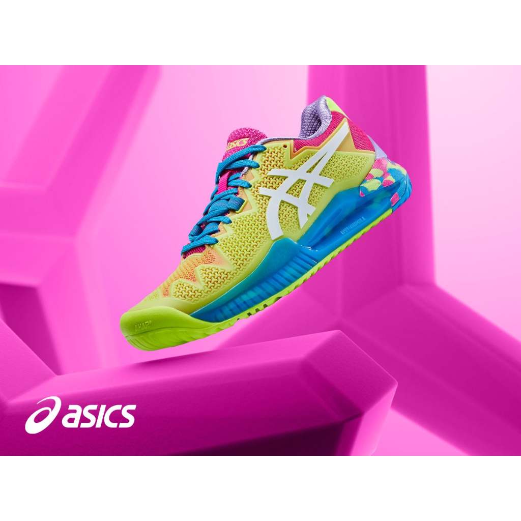 亞瑟士 女式網球鞋 Asics Gel Resolution 8 安全黃色白色女式網球鞋 ORIGINAL