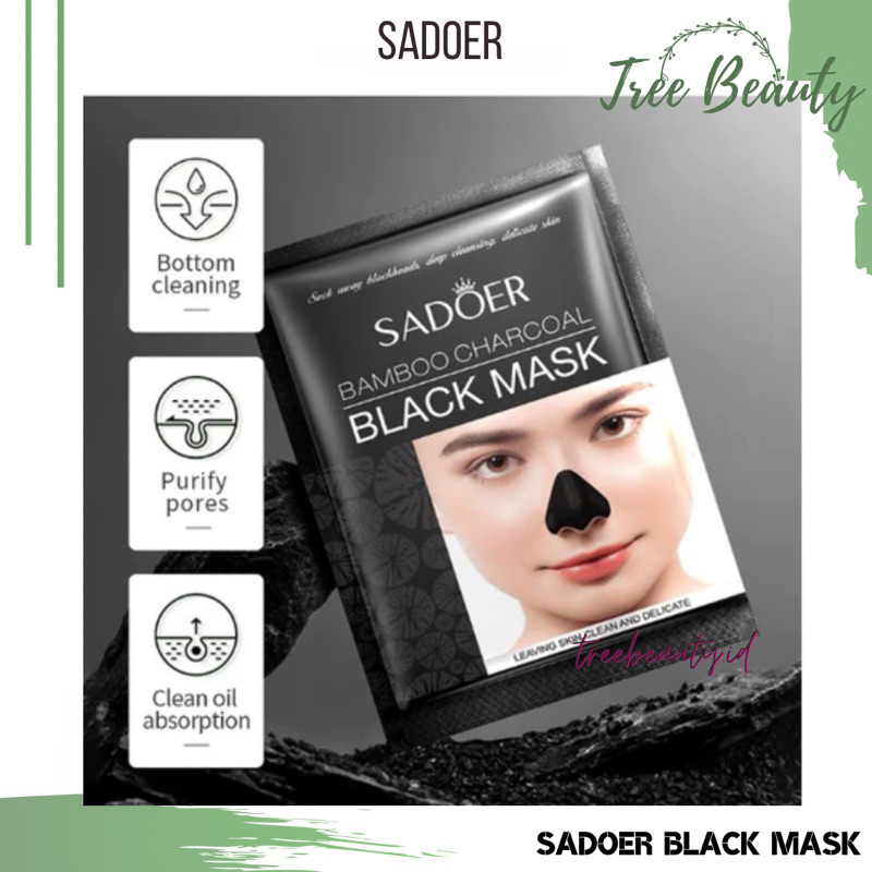 Sadoer 黑頭面膜竹炭去黑頭面膜去角質面膜面部鼻子清潔劑
