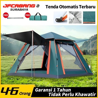 Tenda HIJAU綠色容量野營帳篷4-6人自動帳篷戶外室內山地帳篷