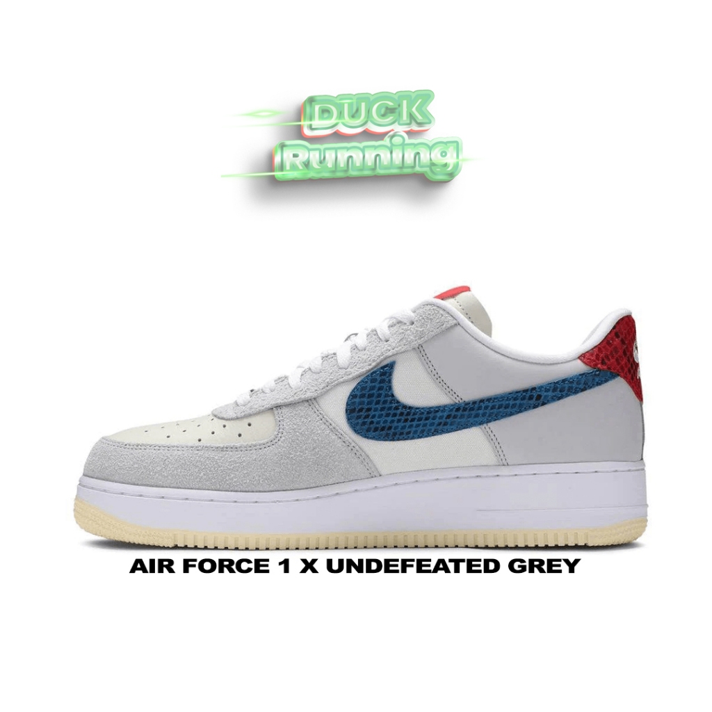 耐吉 Nike Air Force 1 Low X Undefeated 灰色白色藍色 Sepatu