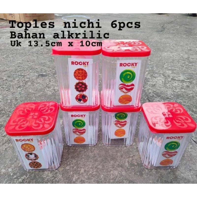 Toples Nichi 1000ml Sedus 內容 6 件配料亞克力蛋糕罐 lebara 蛋糕罐