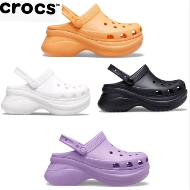 經典 Bae Clog Crocs 涼鞋女式厚底鏈條裝飾高度 8 厘米