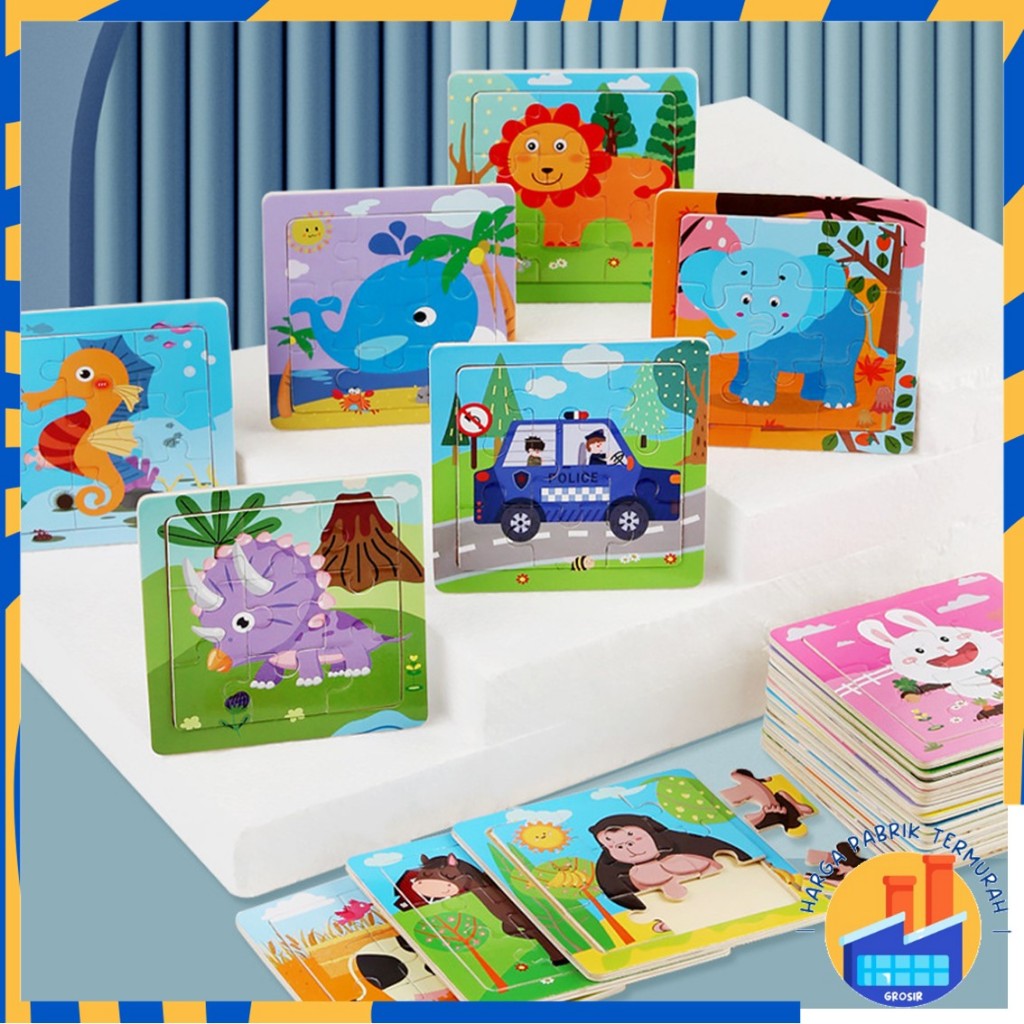 Kayu Hpt Puzzle 兒童火車智力拼圖 9 件木製拼圖迷你木製兒童動物角色和車輛益智玩具