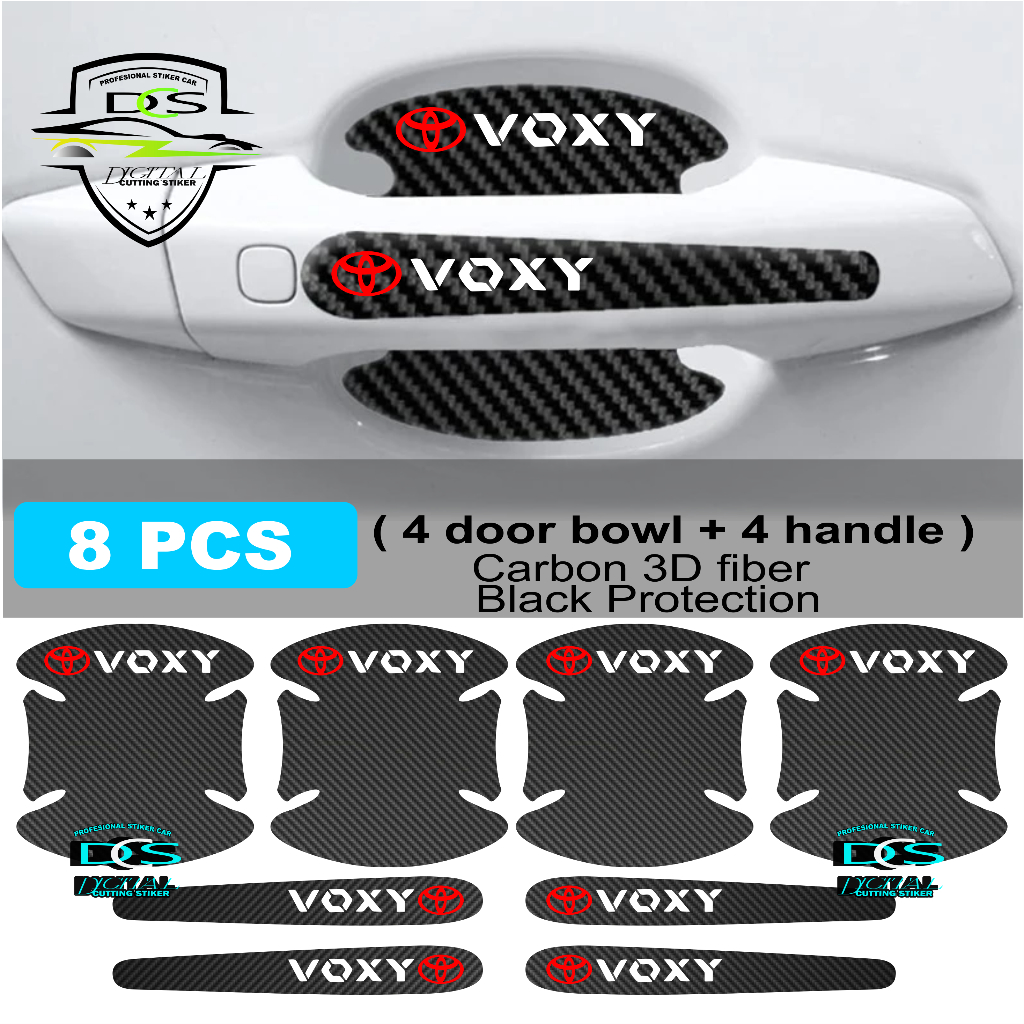 8 件裝碳貼紙車門把手保護器豐田 Voxy 汽車保護貼紙防刮擦和標誌