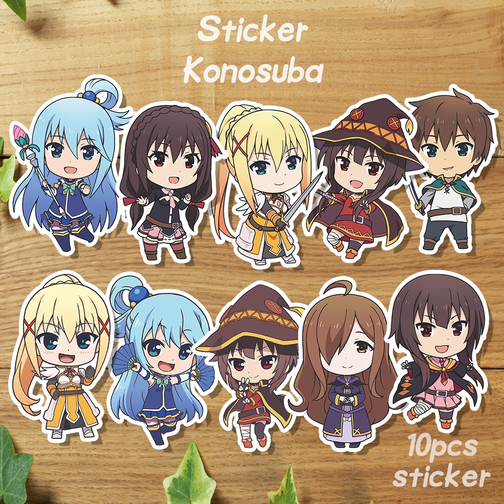 Konosuba 動漫貼紙 10 張 Kazuma Aqua Megumin Konosuba 角色