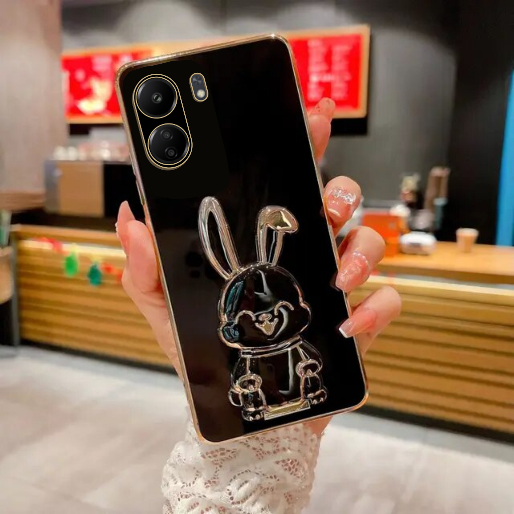 軟殼 Xiaomi Redmi 13C 高級手機殼 Redmi 13C 免費兔子手機支架