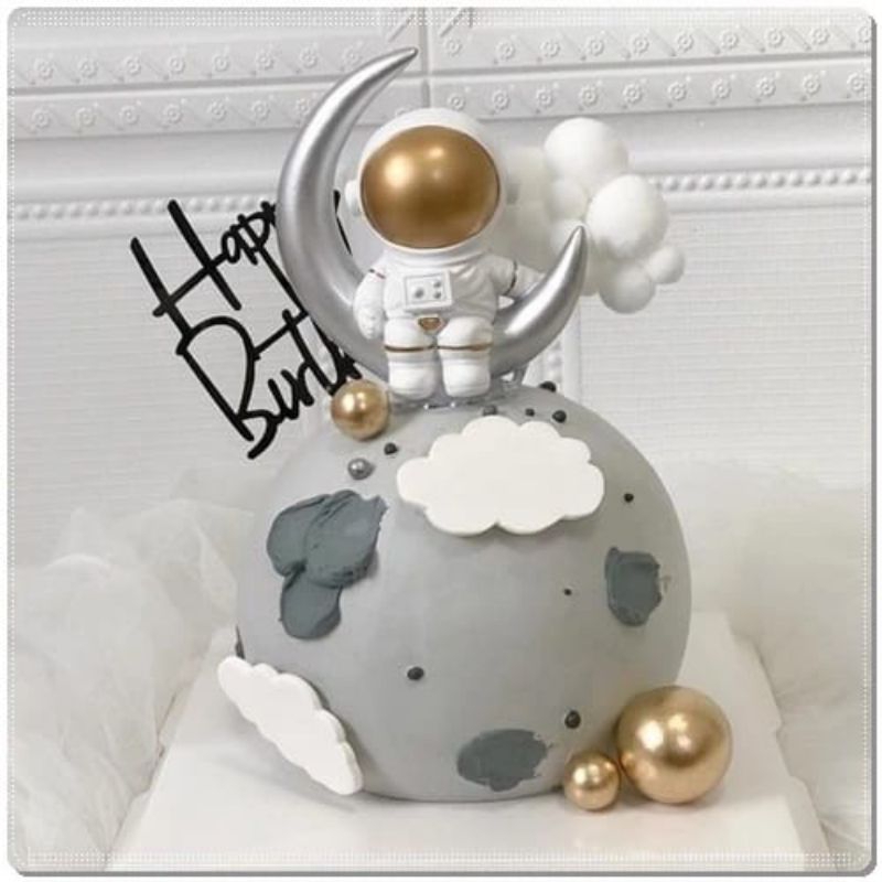 禮帽蛋糕裝飾宇航員生日蛋糕地球外太空