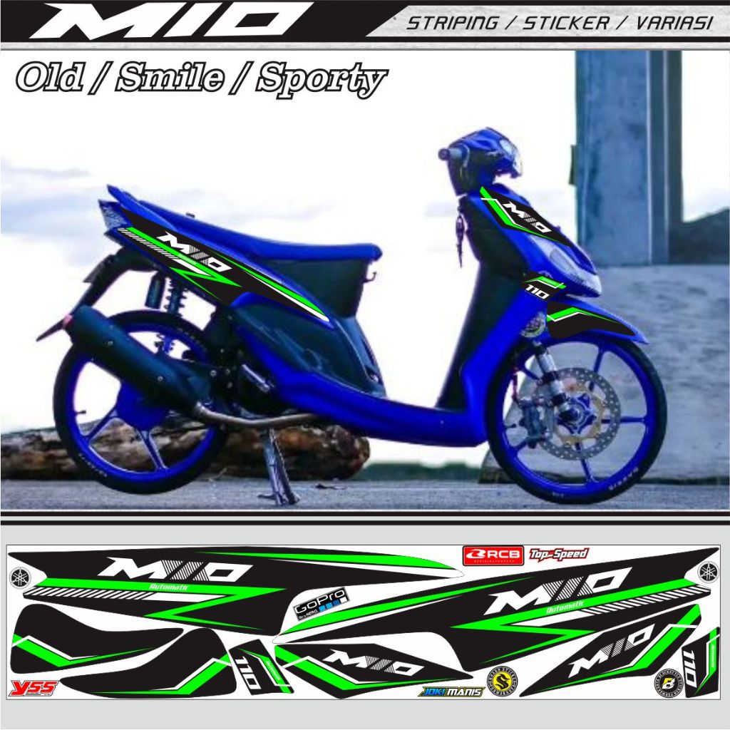 山葉 條紋摩托車 YAMAHA MIO OLD SMILE 貼花 CUSTOM 所有簡單的變體 STICKER 模型最新