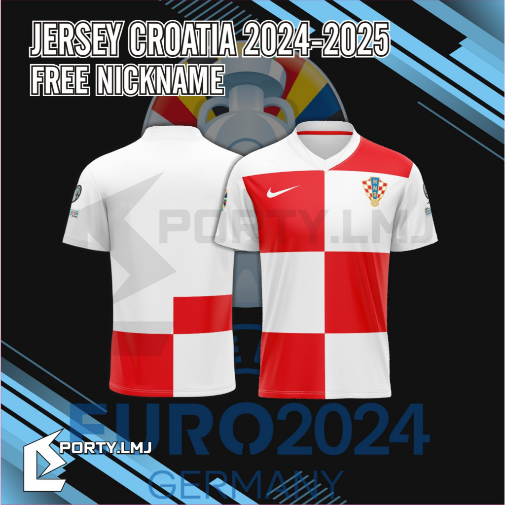 足球球衣克羅地亞主場歐洲聯賽 2024-2025 年全印免費暱稱