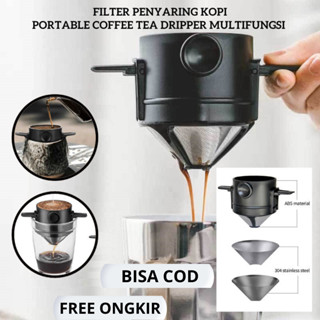 V60便攜式咖啡茶過濾工具咖啡茶滴頭多功能手動茶咖啡粉沖泡渣分離工具不銹鋼材料不銹鋼耐用