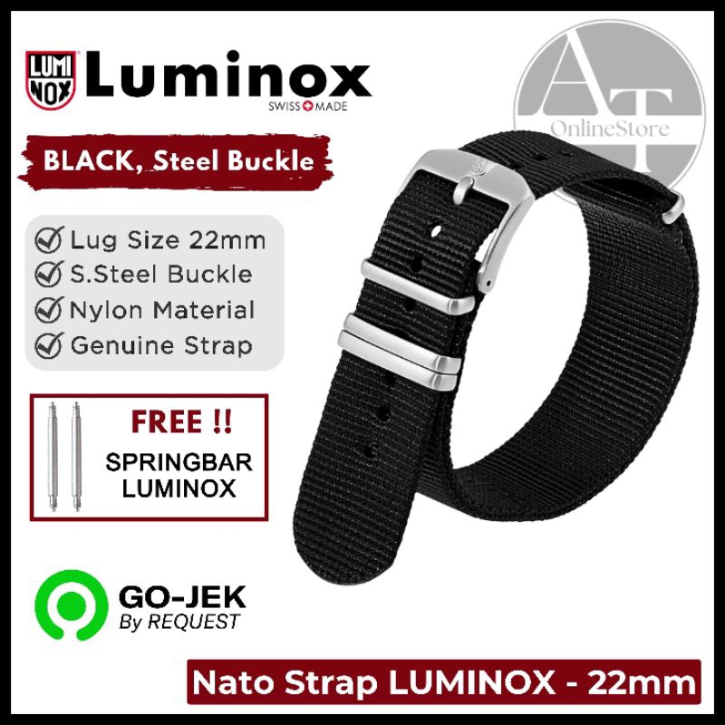Nato 錶帶 Luminox 22 毫米海龜 0320 黑色 4 環錶帶 Luminox ORIGINAL