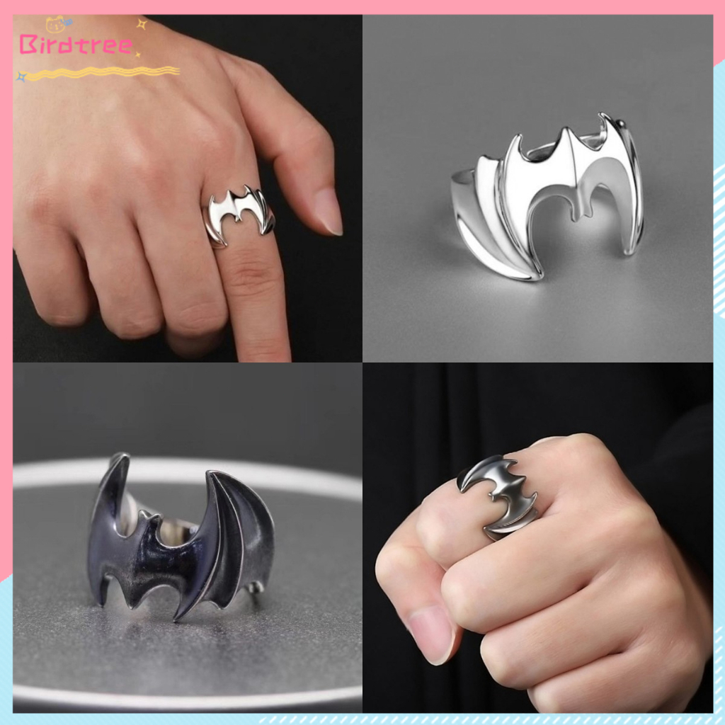 蝙蝠俠戒指復古風格嘻哈時尚戒指男女通用食指戒指復古復古時尚朋克個性戒指不銹鋼開口戒指