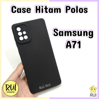 SAMSUNG Hitam 手機殼黑色三星 A71 黑色啞光軟殼純色柔性矽膠 HP