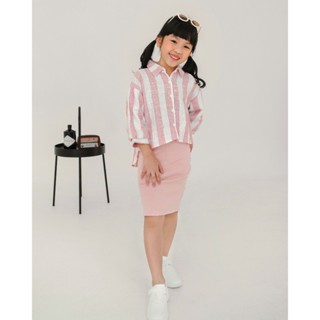 Kemeja Ciara BOXY SHIRT Hunny Bunny 兒童大碼襯衫全袖襯衫條紋圖案襯衫基本款純色襯衫