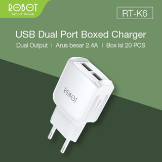 充電器適配器 ROBOT RT-K6 2.4A 雙端口 USB 快速充電器 Casan Hp 支持所有智能手機