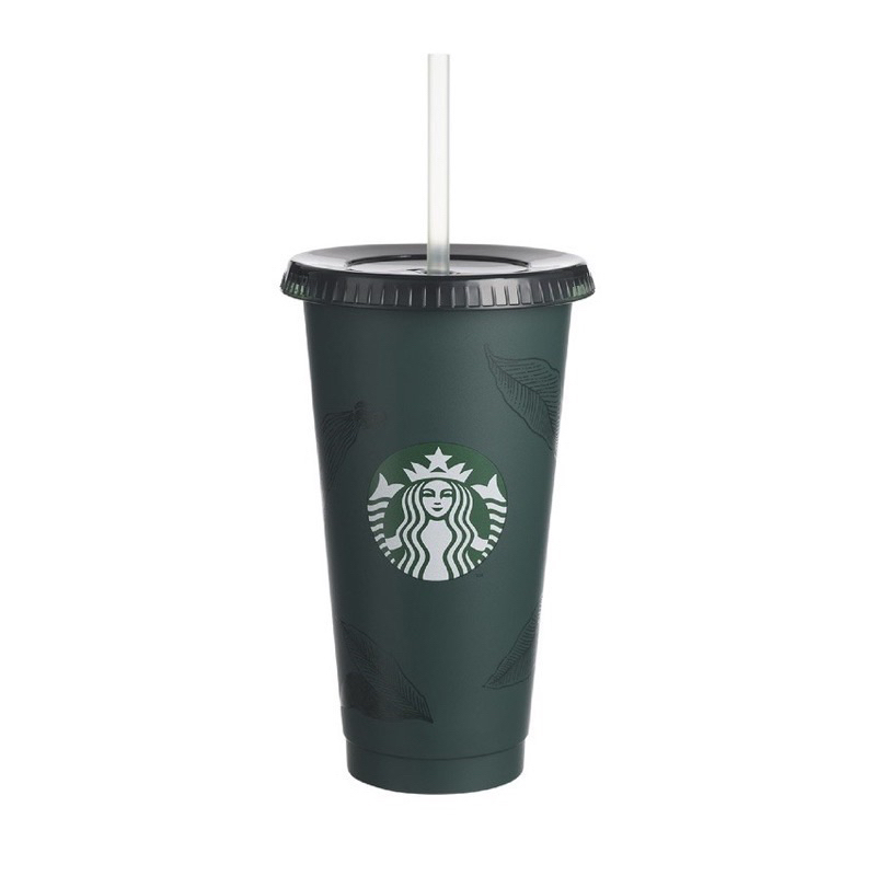 Hitam Starbucks 可重複使用透明黑色塑料飲水瓶玻璃帶吸管蓋黑色玻璃 700ML 不倒翁星巴克透明冷水杯星巴